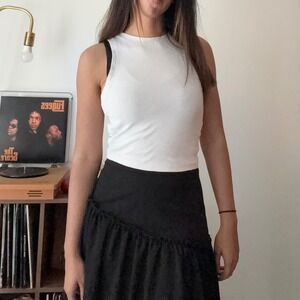 Hollister White Ribbed‎ High Neck Tank Top Sleeveless Casual Basic Fitted